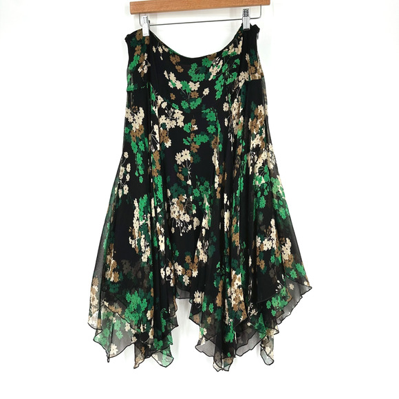 VTG Y2K Nine West 100% Silk Midi Skirt 12 Asymmetrical Fairy Grunge Whimsygoth - Picture 1 of 7